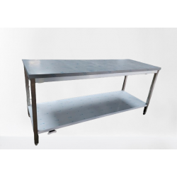 Table inox profondeur 700 mm - Longueur 2000 mm - Avec étagère - TTC720ET
